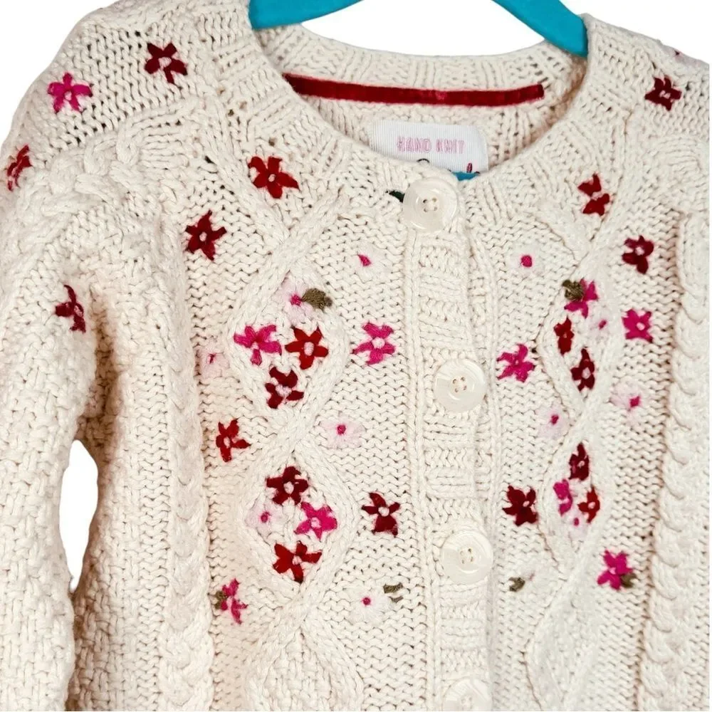 Baby Gap Girls Knit Embroidered Flowers Wool Blend Cardigan Sweater. 5. 5T.